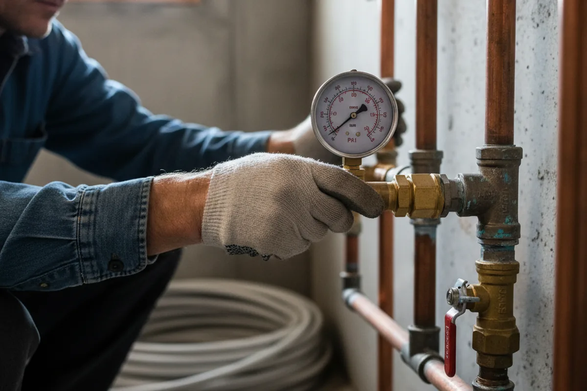 Pressure testing a repaired line during Water Line Repair in Mcadoo